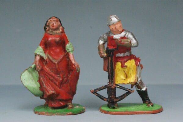 SOLD Cherilea 54mm Maid Marian & Man-at-Arms - BROWN Plastic