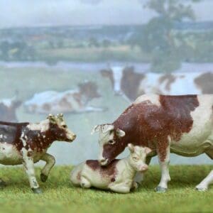 SOLD Herald Ayrshire Cow & Calves - Spray-painted!