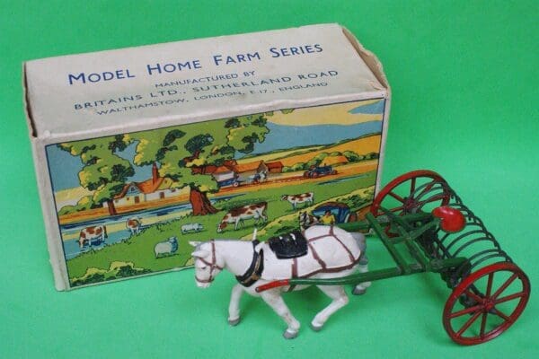 SOLD Britains Farm Rake with Plastic Horse (Boxed)