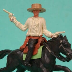 SOLD Timpo 1st Series Mounted Twin Guns Cowboy - Big Hat