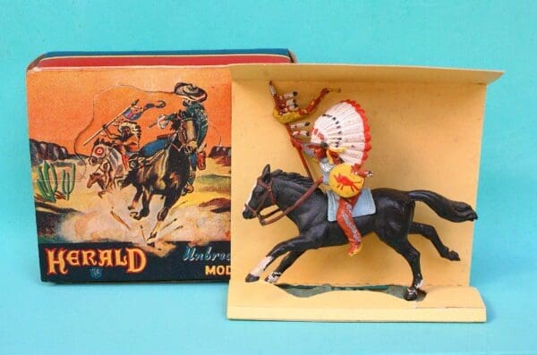 SOLD Herald Zang Mounted Indian Chief with Spear - Boxed!