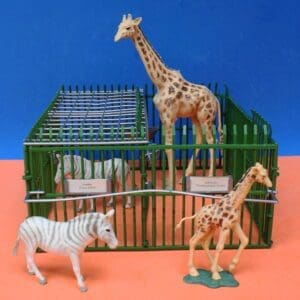 SOLD Britains Zoo Cage 'B' plus Giraffes & Zebras