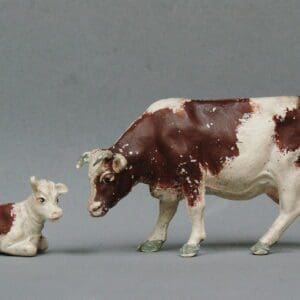 SOLD Herald Ayrshire Cow & Matching Calf - Spray-painted