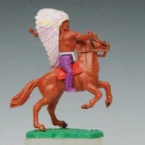 SOLD Timpo 1st Series Wild West Mounted Indian with Tomahawk