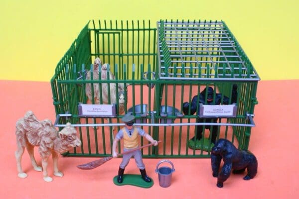 SOLD Britains Zoo Cage 'B' plus Camels & Gorillas