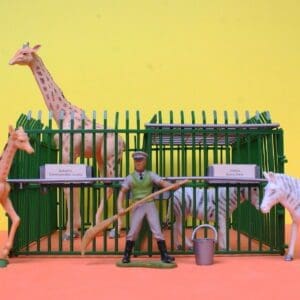 SOLD Britains Zoo Cage 'B' plus Giraffes & Zebras