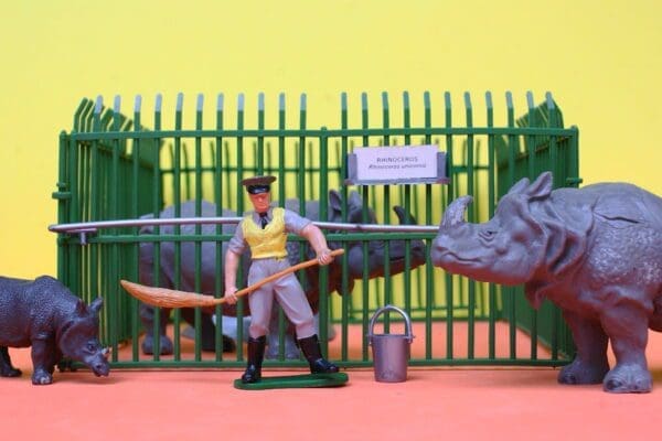 SOLD Britains Zoo Cage 'A' plus Rhino Family