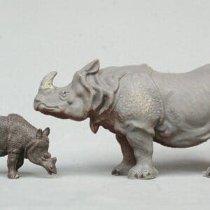 SOLD Britains Zoo Series Adult & Baby Rhinos - Early Polythene