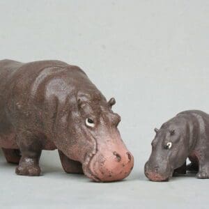 SOLD Britains Zoo Series Adult & Baby Hippos - Early PINK Bellys