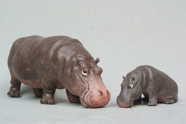 SOLD Britains Zoo Series Adult & Baby Hippos - Early PINK Bellys
