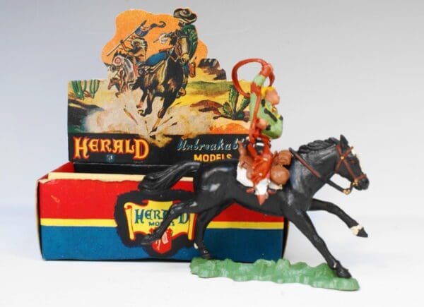 SOLD Herald Zang Mounted Cowboy Lassoing (Green Shirt)
