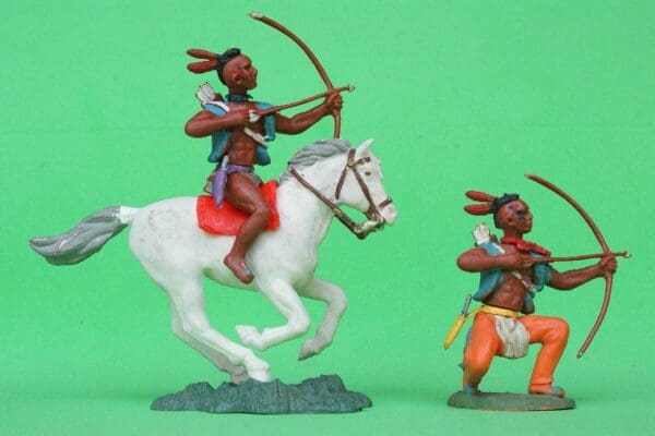 SOLD Swoppet Indian Braves with Bow - Mounted & On Foot