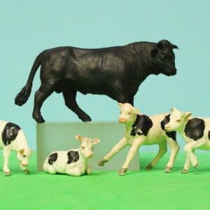 SOLD Herald Black Bull and Set of 4 Calves