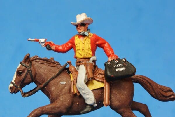 SOLD Herald Swoppet Mounted Cowboy Bank Robber VNM