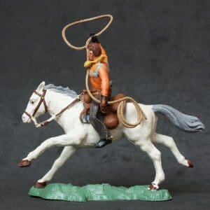 SOLD Herald Swoppet Mounted Cowboy with Lasso (Yellow Torso)