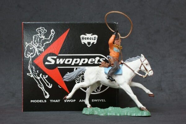 NEW! Herald Swoppet Mounted Cowboy with Lasso (Orange Torso) - Image 5