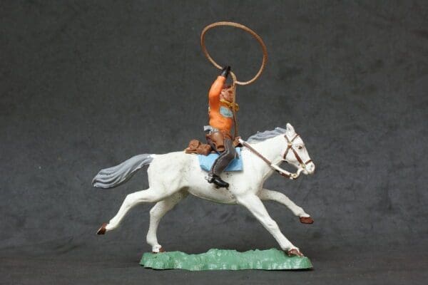 NEW! Herald Swoppet Mounted Cowboy with Lasso (Orange Torso) - Image 3
