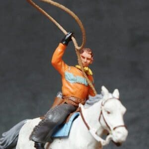 NEW! Herald Swoppet Mounted Cowboy with Lasso (Orange Torso)