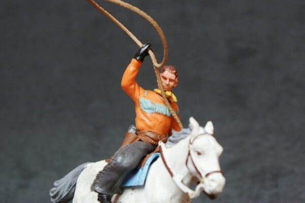 NEW! Herald Swoppet Mounted Cowboy with Lasso (Orange Torso)