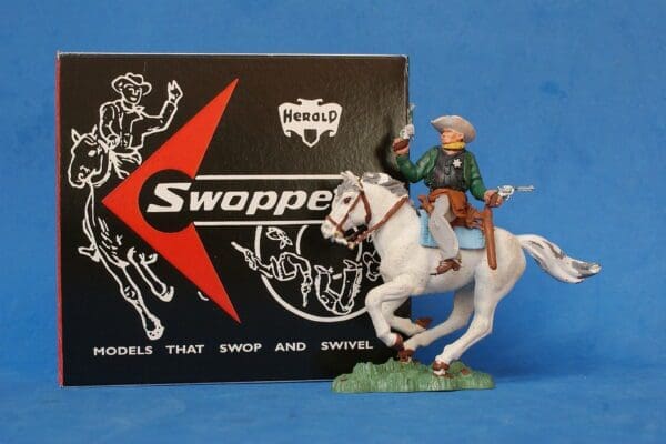 SOLD Herald Swoppet Mounted Cowboy Sheriff - DARK GREEN Torso