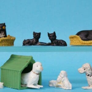 SOLD B&S Novelty Cat & Kitten, Dog & Kennel Sets