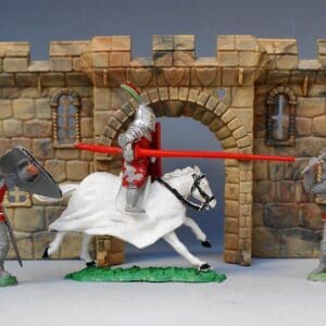 SOLD Timpo Solids RED Knights Mounted & On Foot