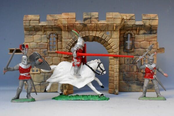 SOLD Timpo Solids RED Knights Mounted & On Foot