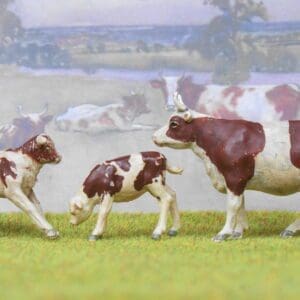 SOLD Herald Ayrshire Cow, standing & 2 Calves