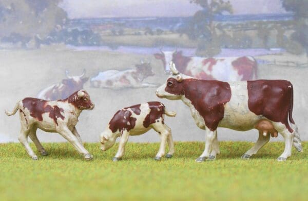 SOLD Herald Ayrshire Cow, standing & 2 Calves