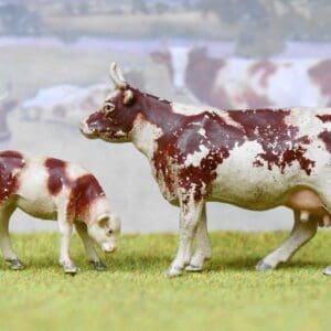 SOLD Herald Stencil-sprayed Ayrshire Cow & Calf