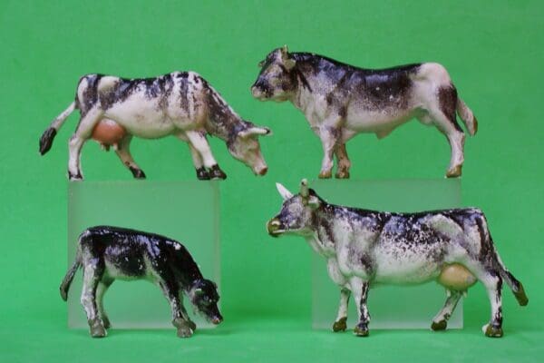 SOLD Cherilea BLACK Spray-painted Cows - Set of 4