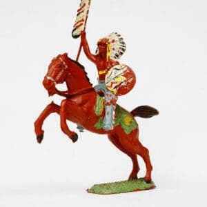 SOLD UNA Mounted Indian with Banner on Rearing Horse