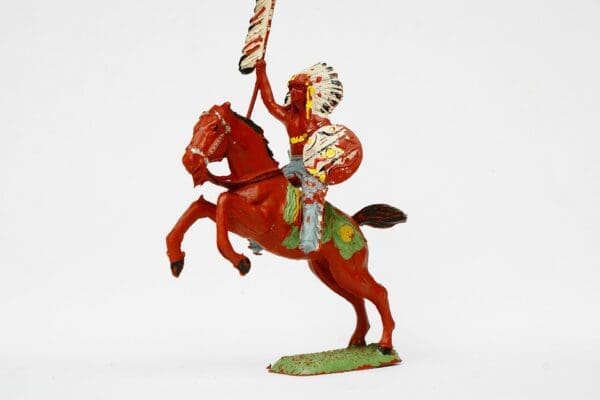 SOLD UNA Mounted Indian with Banner on Rearing Horse