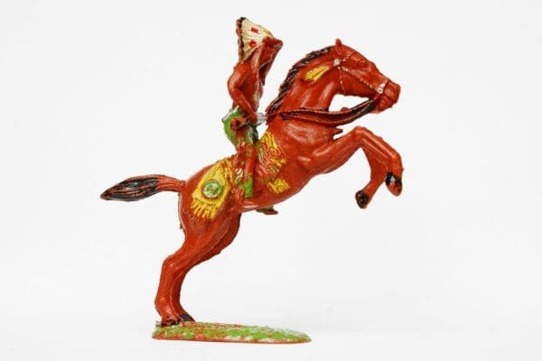 SOLD VP Indian Brave with Rifle on Chestnut Rearing Horse