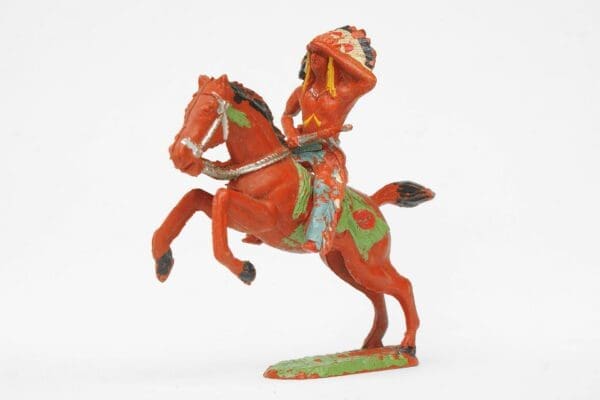 SOLD VP Indian Brave with Rifle on Chestnut Leaping Horse