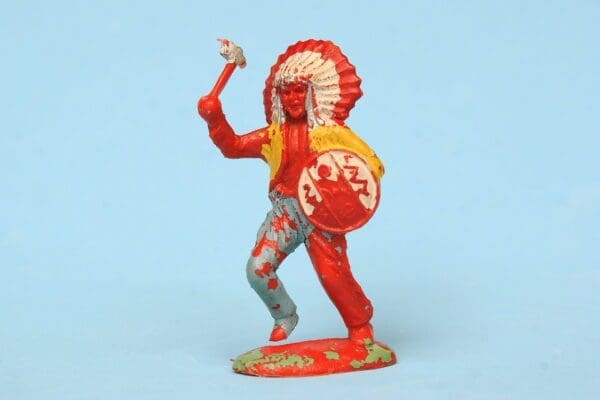 SOLD UNA Smaller Indian Chief with Tomahawk - RED Plastic!