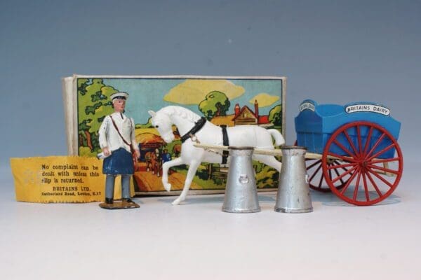 SOLD Britains Milk Float & Milkman with PLASTIC Horse - Boxed