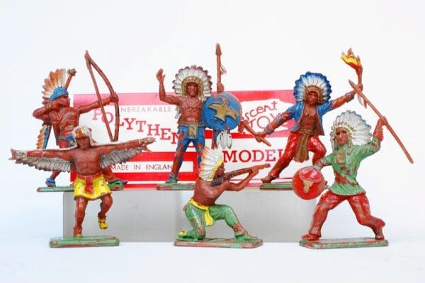 SOLD Crescent Full Set Indians (Early Spray-painted Headdresses)