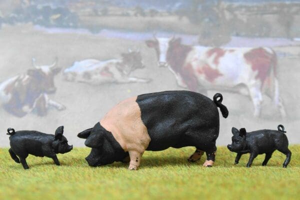 SOLD Herald Saddleback Boar & Piglets - Early Paint!
