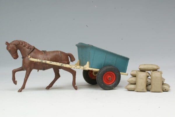SOLD Britains Rubber-tyre Farm Cart with PLASTIC Horse