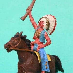 SOLD Deetail Mounted Indian Chief with Rifle - VGC