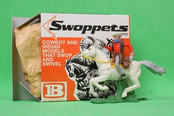 SOLD Swoppet Mounted Cowboy Firing Twin Guns - 2nd Series Horse
