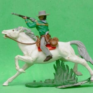 SOLD Swoppet Mounted Cowboy Firing Rifle WHITE 2nd Series Horse