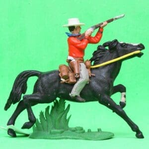 SOLD Swoppet Mounted Cowboy Firing Rifle BLACK 2nd Series Horse