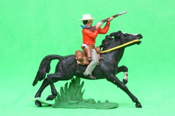 SOLD Swoppet Mounted Cowboy Firing Rifle BLACK 2nd Series Horse