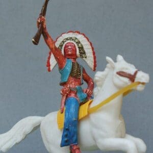 SOLD Deetail Mounted Indian Chief with Rifle - VGC