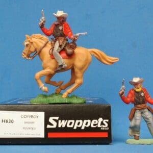 SOLD Swoppet Cowboy Sheriff ~ Mounted & On Foot (RED Torsos)