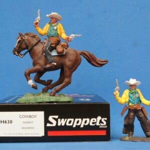 SOLD Swoppet Cowboy Sheriff - Mounted & On Foot (YELLOW Torsos)