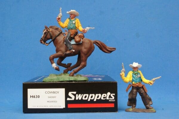 SOLD Swoppet Cowboy Sheriff - Mounted & On Foot (YELLOW Torsos)