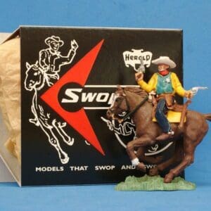 SOLD Swoppet Cowboy Sheriff Mounted (YELLOW Torso) + REPRO Box